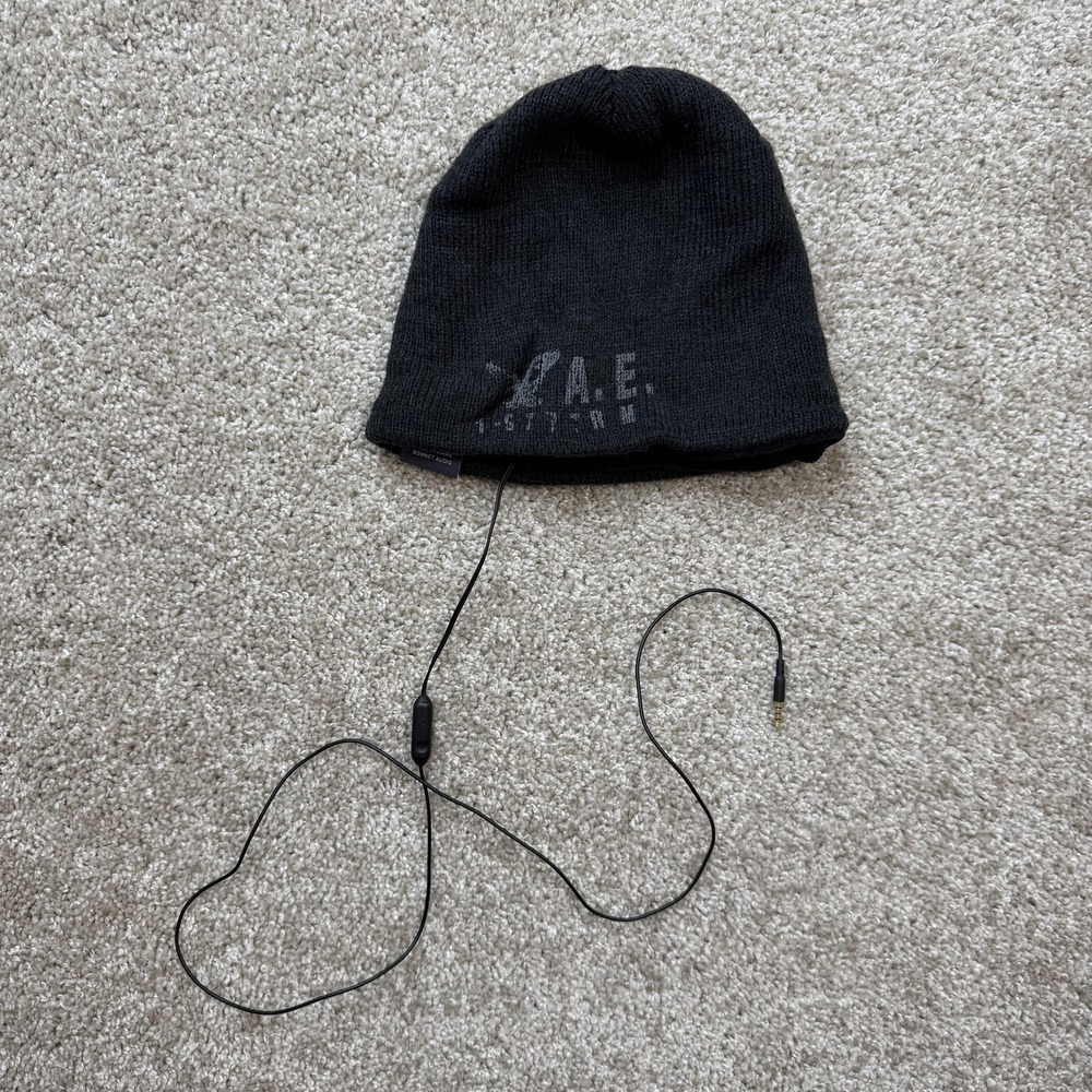 Y2K American Eagle Hat Beanie Mens One Size Gray Audio Techcessories Knit
